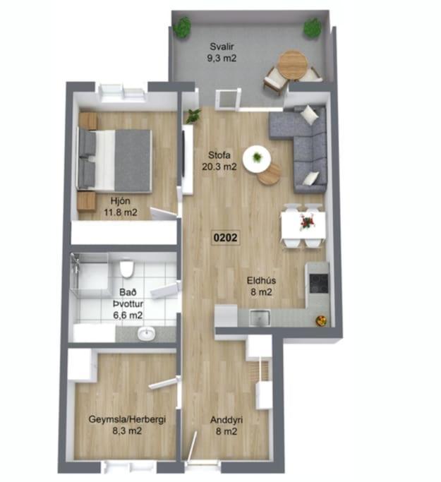 Nice & Cozy Two Bedroom Apartment With A Balcony 阿克雷里 外观 照片
